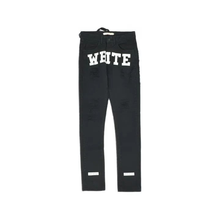 Off-White Off-White Distressed Slim Fit Black Jeans 0079 Size US 31 - 2 Thumbnail