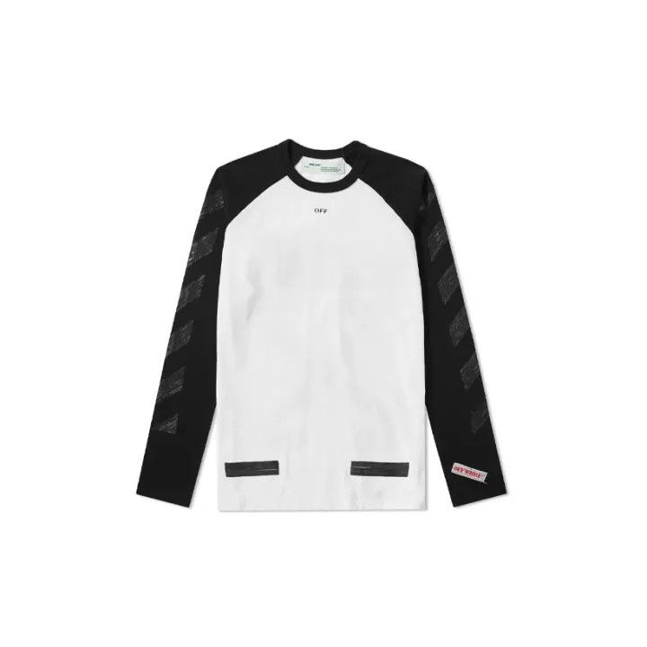 Off-White Contrast Sleeve Long Sleeve T-Shirt 0079