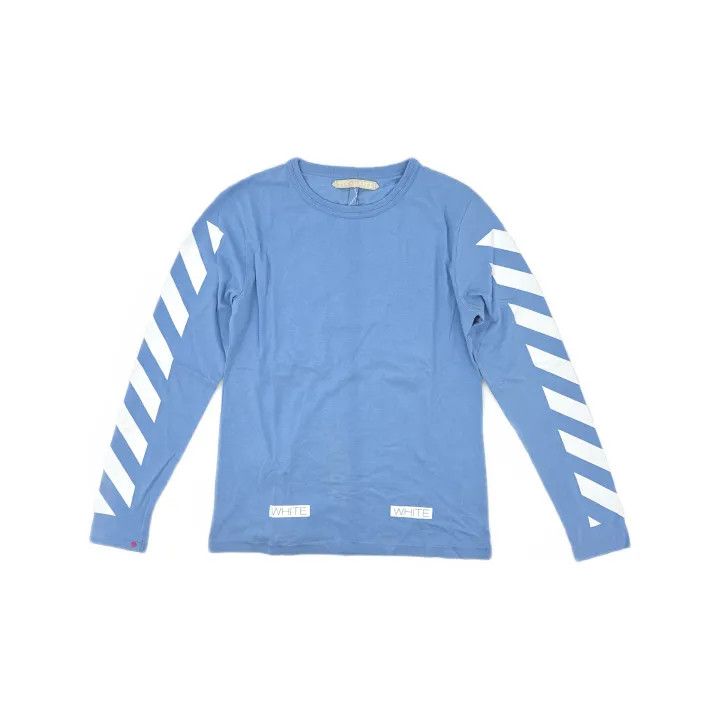 Off-White OFF-WHITE Blue Long Sleeve Striped T-Shirt 0079 Size US S / EU 44-46 / 1 - 2 Thumbnail