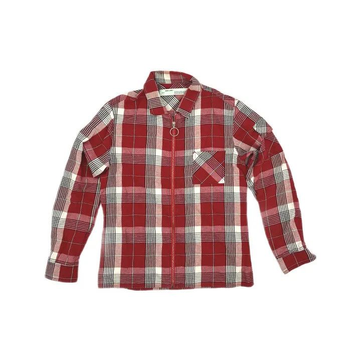 Off-White Off-White Red Plaid Zip-Up Shirt 0079 Size US M / EU 48-50 / 2 - 2 Thumbnail