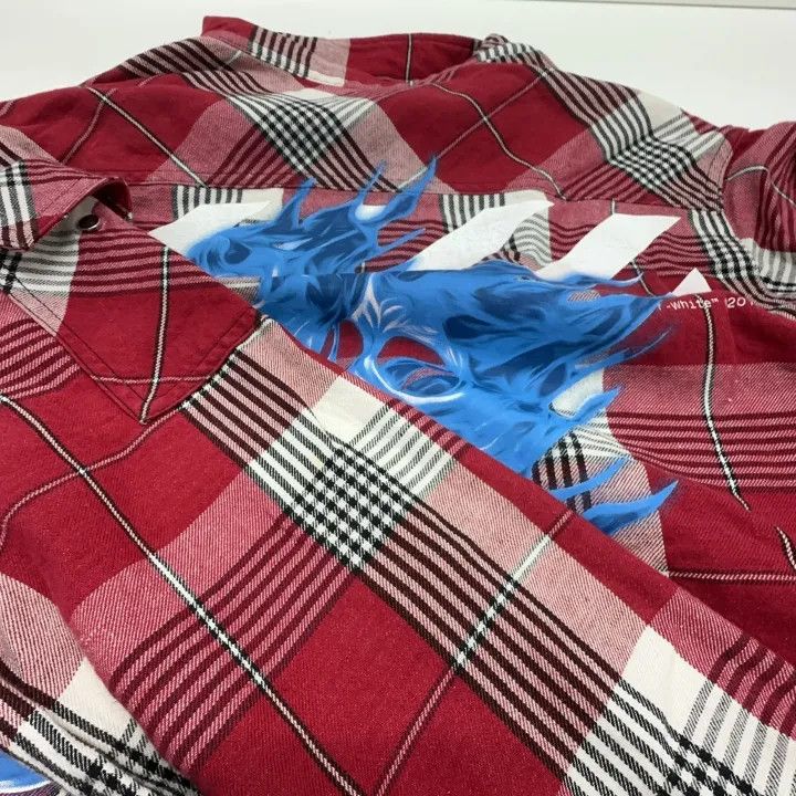 Off-White Off-White Red Plaid Zip-Up Shirt 0079 Size US M / EU 48-50 / 2 - 9 Thumbnail