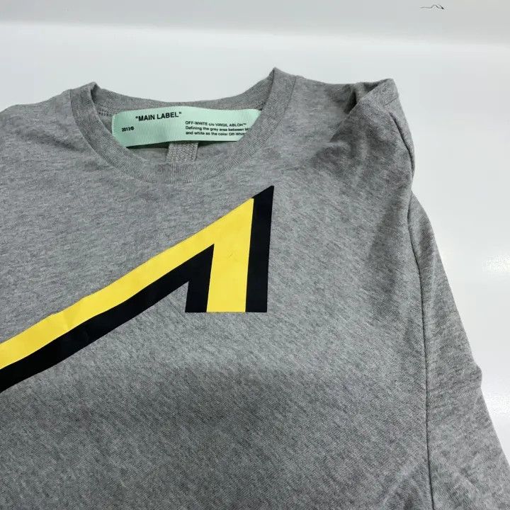 Off-White Off-White Gray Long Sleeve T-Shirt with Yellow Accents 0079 Size US S / EU 44-46 / 1 - 6 Thumbnail