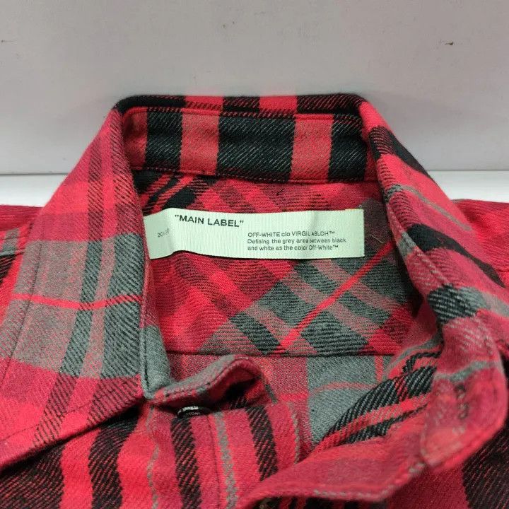 Off-White OFF-WHITE Mariana De Silva Red Plaid Shirt 0079 Size US XS / EU 42 / 0 - 4 Thumbnail