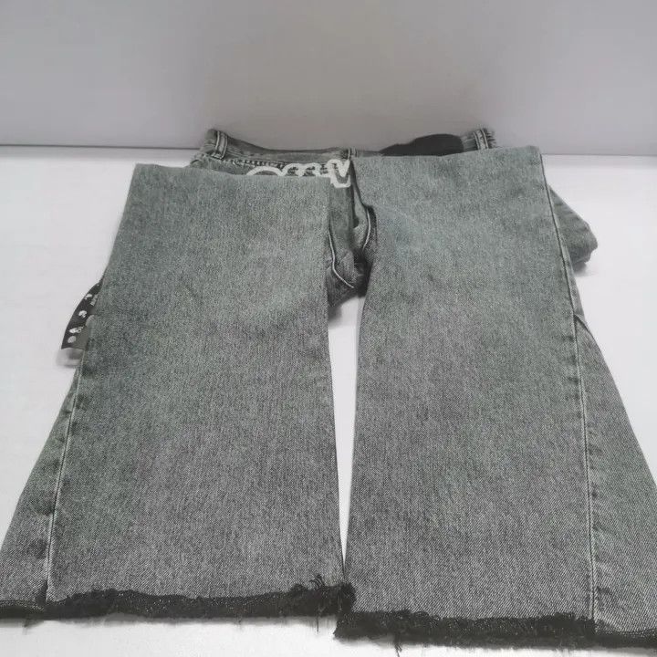 Off-White OFF-WHITE Gray Logo Print Straight Leg Jeans 0079 Size US 30 / EU 46 - 10 Thumbnail