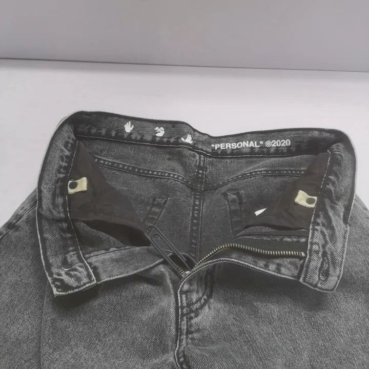 Off-White OFF-WHITE Gray Logo Print Straight Leg Jeans 0079 Size US 30 / EU 46 - 5 Thumbnail