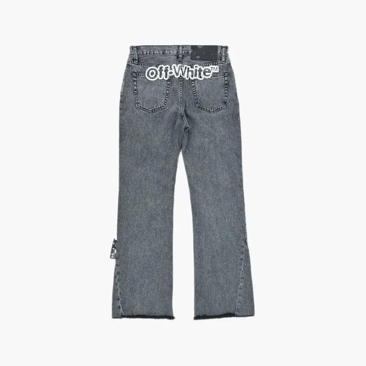 Off-White OFF-WHITE Gray Logo Print Straight Leg Jeans 0079 Size US 30 / EU 46 - 3 Thumbnail