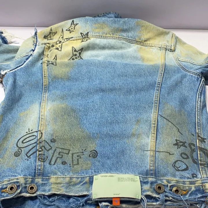 Off-White OFF-WHITE Blue Graffiti Denim Jacket for Men 0079 Size US S / EU 44-46 / 1 - 7 Thumbnail