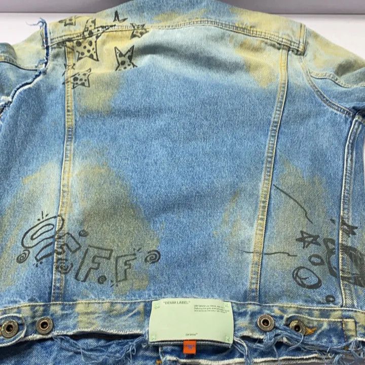 Off-White OFF-WHITE Blue Graffiti Denim Jacket for Men 0079 Size US S / EU 44-46 / 1 - 10 Thumbnail