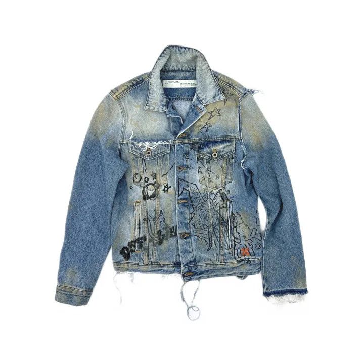 Off-White OFF-WHITE Blue Graffiti Denim Jacket for Men 0079 Size US S / EU 44-46 / 1 - 2 Thumbnail