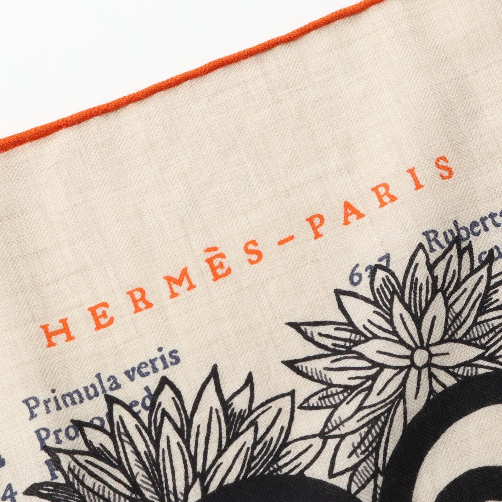 Hermes Hermes Hermes Carre 140 BOTANICA GRAFICA Silk Cashmere Scarf Others Scarf DUTY FREE for USA Size ONE SIZE - 2 Thumbnail