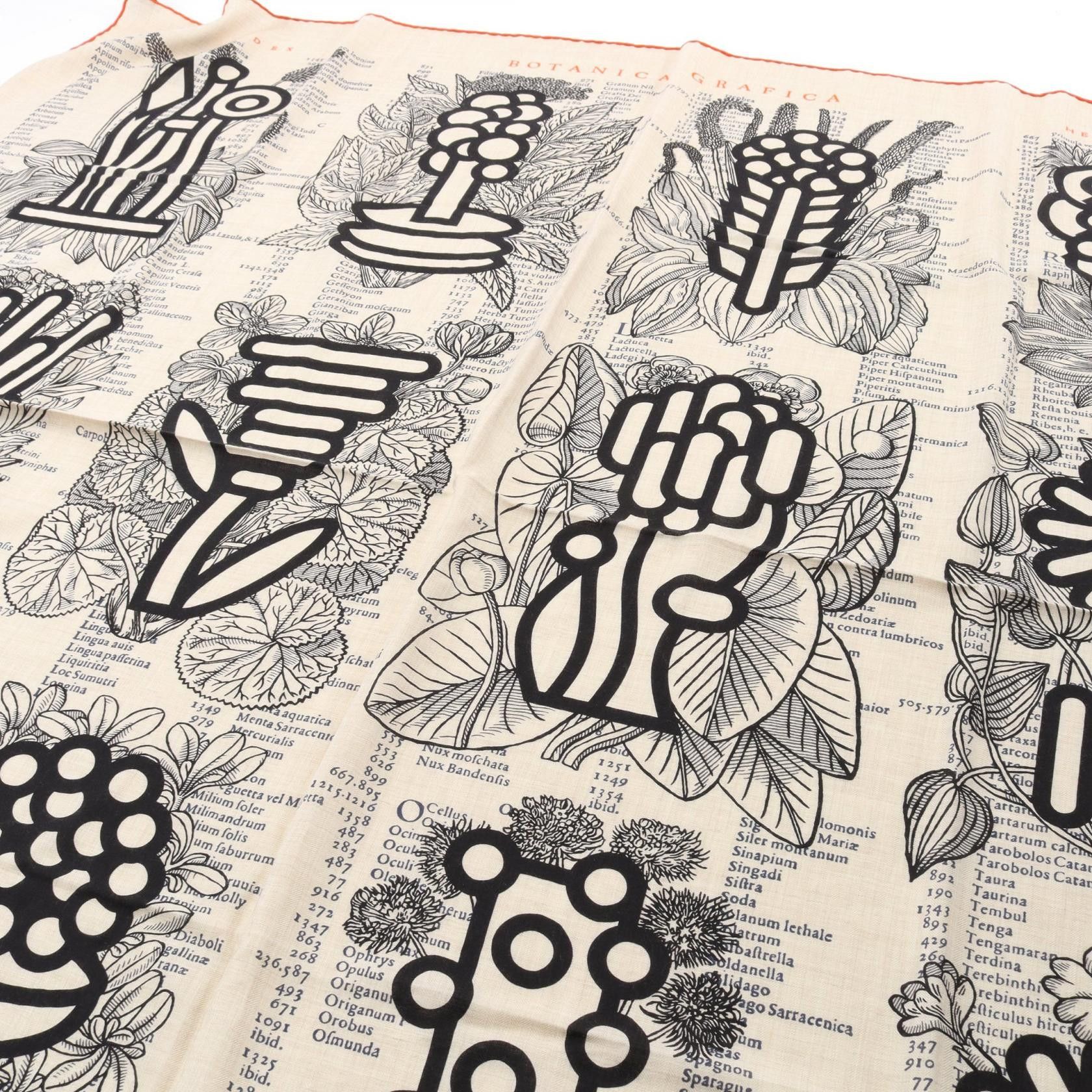 Hermes Hermes Hermes Carre 140 BOTANICA GRAFICA Silk Cashmere Scarf Others Scarf DUTY FREE for USA Size ONE SIZE - 5 Thumbnail
