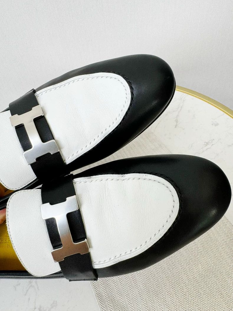 Hermes Hermes Loafers Black and White Size 38 Size US 9 / EU 42 - 2 Thumbnail