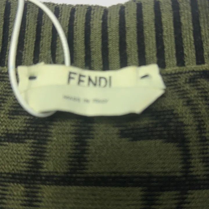Fendi Fendi Green Logo Print Midi Dress 0079 Size 22" - 4 Thumbnail