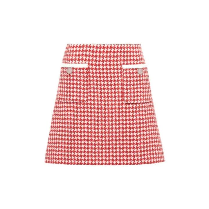 Miu Miu Miu Miu Red Houndstooth Mini Skirt 0079 Size 36" / US 14 / IT 50 - 2 Thumbnail