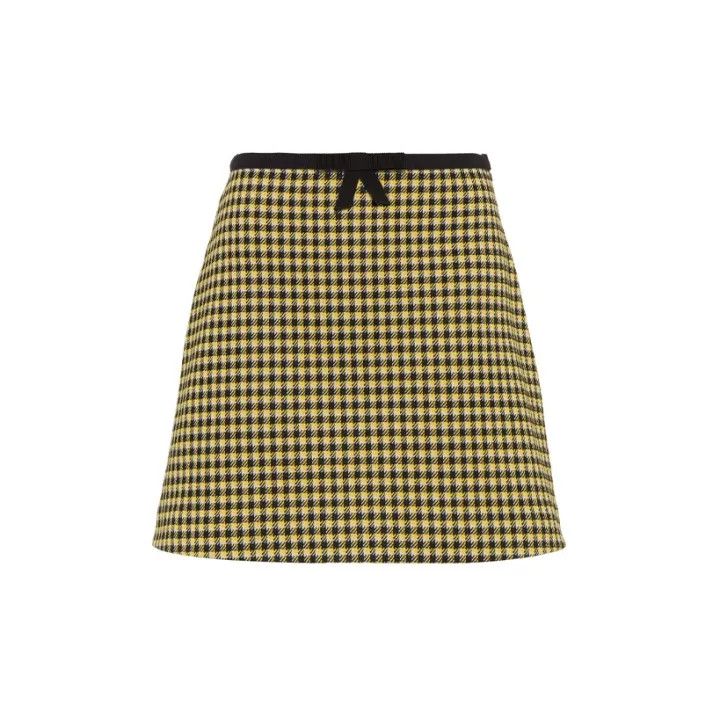 Miu Miu Miu Miu Color Block Check A-Line Skirt 0079 Size 24" / US 00 / IT 34 - 2 Thumbnail