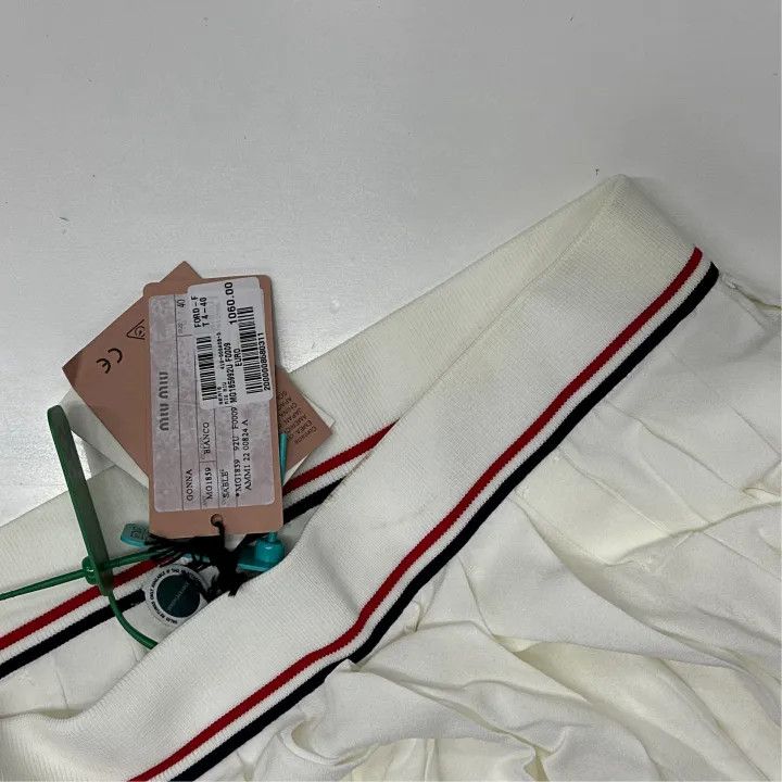 Miu Miu Miu Miu Letter Striped Pleated Mini Skirt 0079 Size 40" / US 18 - 5 Thumbnail
