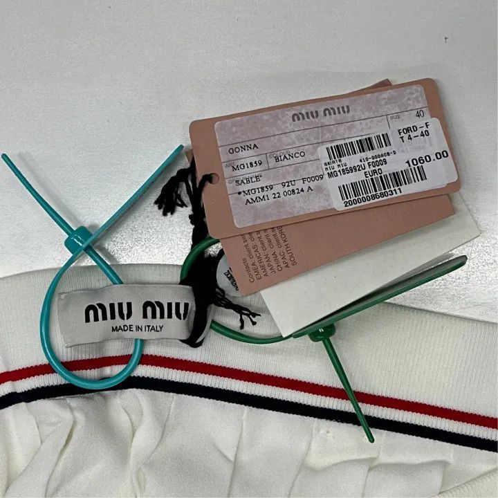 Miu Miu Miu Miu Letter Striped Pleated Mini Skirt 0079 Size 40" / US 18 - 3 Thumbnail