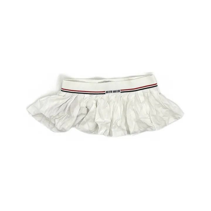 Miu Miu Miu Miu SS22 Alphabet Stripe Pleated Mini Skirt 0079 Size 38" / US 16 / IT 52 - 2 Thumbnail