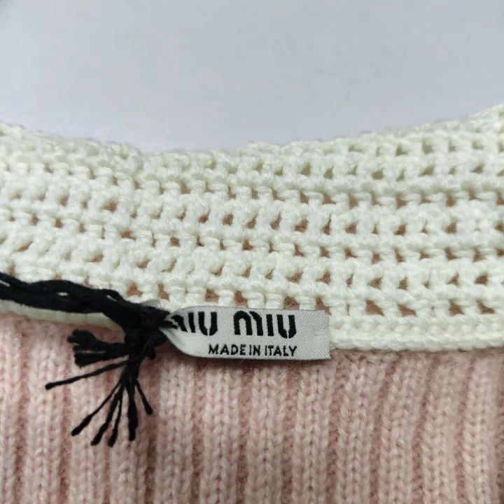 Miu Miu Miu Miu Pink Knit Cardigan with White Collar 0079 Size M / US 6-8 / IT 42-44 - 3 Thumbnail