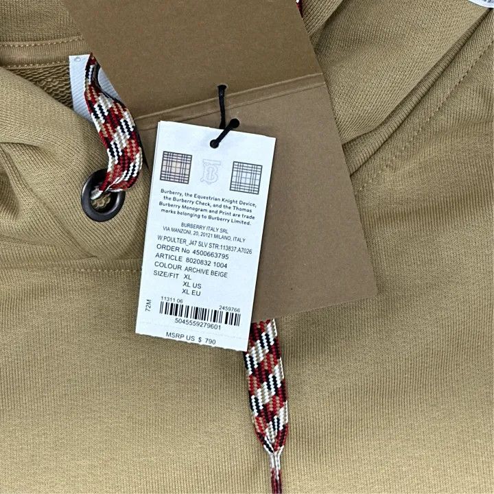 Burberry Burberry Beige Logo Print Long Sleeve Hoodie 0079 Size XL / US 12-14 / IT 48-50 - 5 Thumbnail