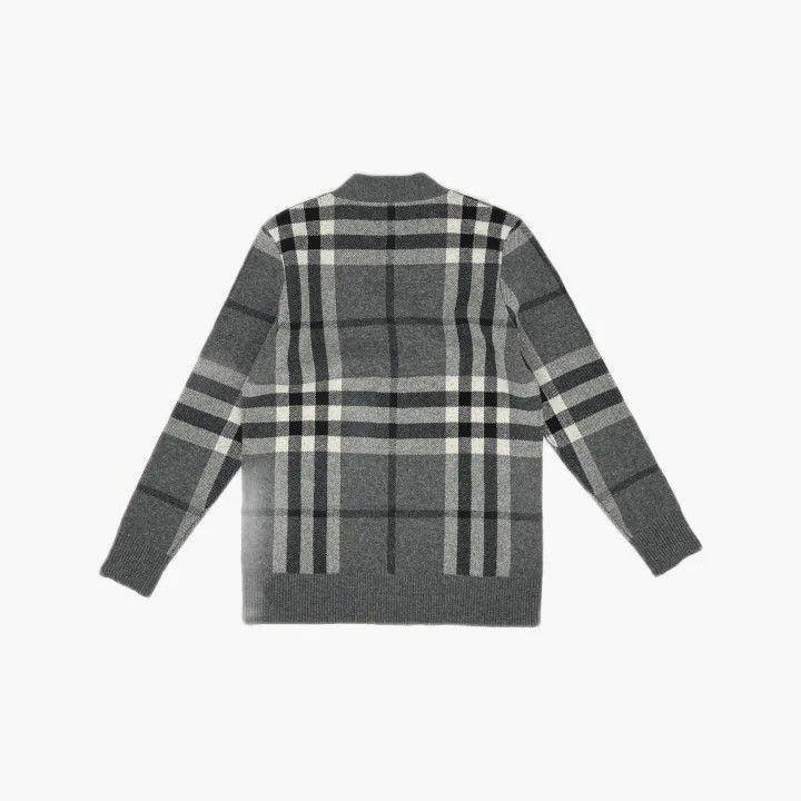 Burberry Burberry Gray Check Wool Cardigan for Women 0079 Size XS / US 0-2 / IT 36-38 - 3 Thumbnail