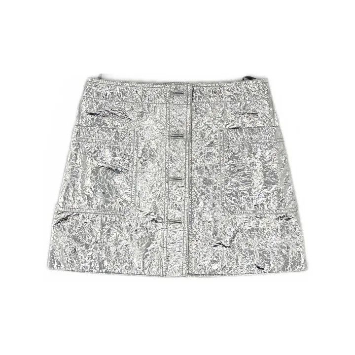 Dior Dior Silver Metallic Leather Mini Skirt 0079 Size 36" / US 14 / IT 50 - 2 Thumbnail