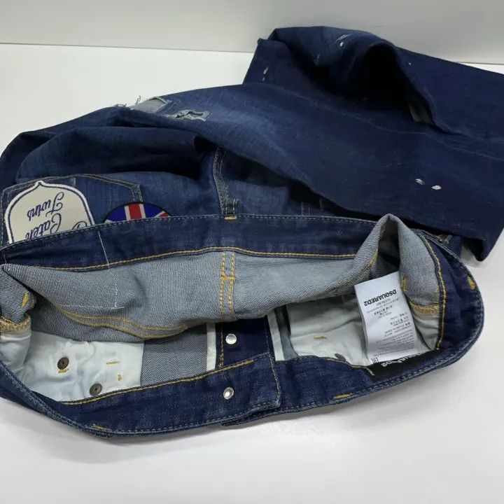 Dsquared2 DSQUARED2 Blue Distressed Straight Leg Jeans 0079 Size US 44 / EU 60 - 6 Thumbnail