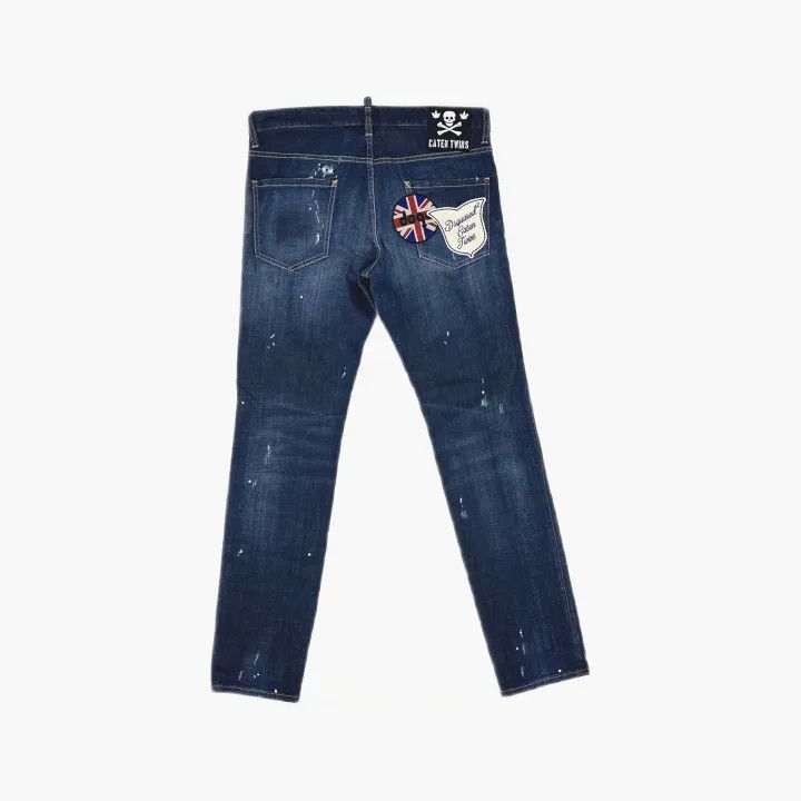 Dsquared2 DSQUARED2 Blue Distressed Straight Leg Jeans 0079 Size US 44 / EU 60 - 3 Thumbnail