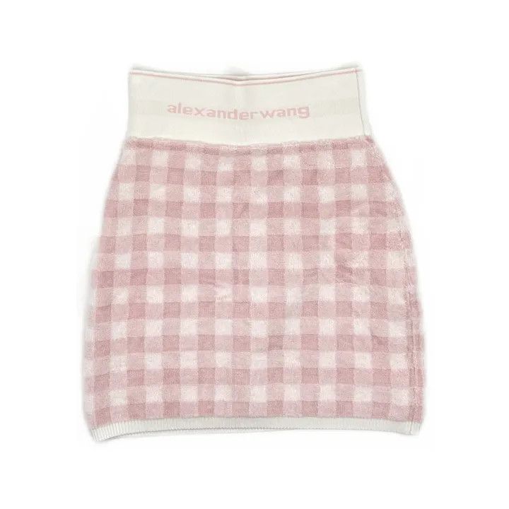 Alexander Wang Alexander Wang Pink Checkered Mini Skirt 0079 Size 22" - 2 Thumbnail