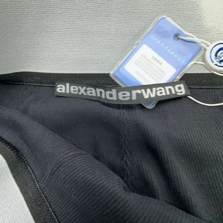 Alexander Wang Alexander Wang Black Ribbed Logo Mini Skirt 0079 Size 22" - 6 Thumbnail