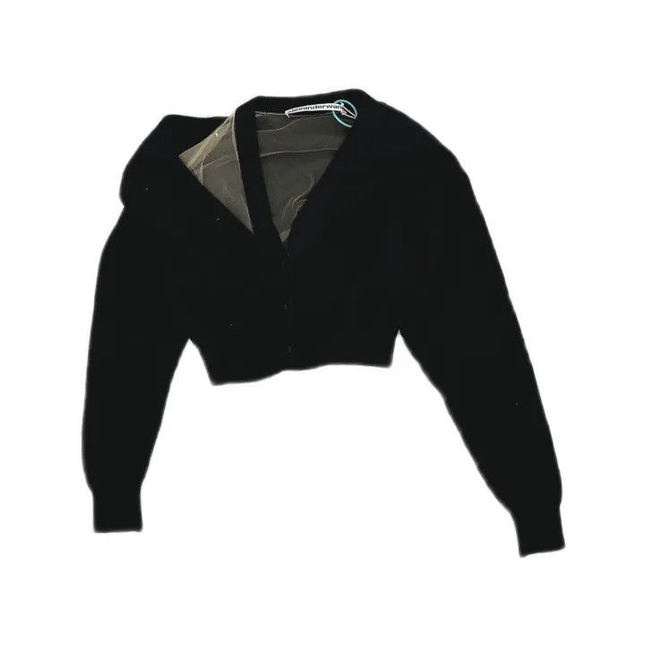 Alexander Wang Alexander Wang Sheer Black Cardigan Sweater for Women 0079 Size S / US 4 / IT 40 - 2 Thumbnail