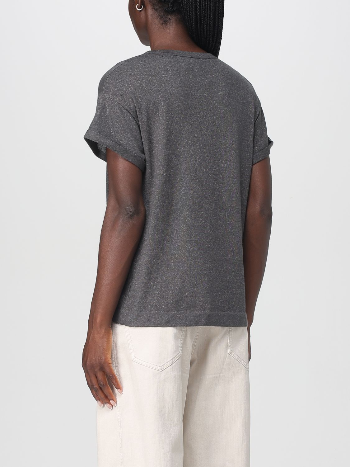 Brunello Cucinelli Brunello Cucinelli T-Shirt Woman Lead Size L / US 10 / IT 46 - 3 Thumbnail