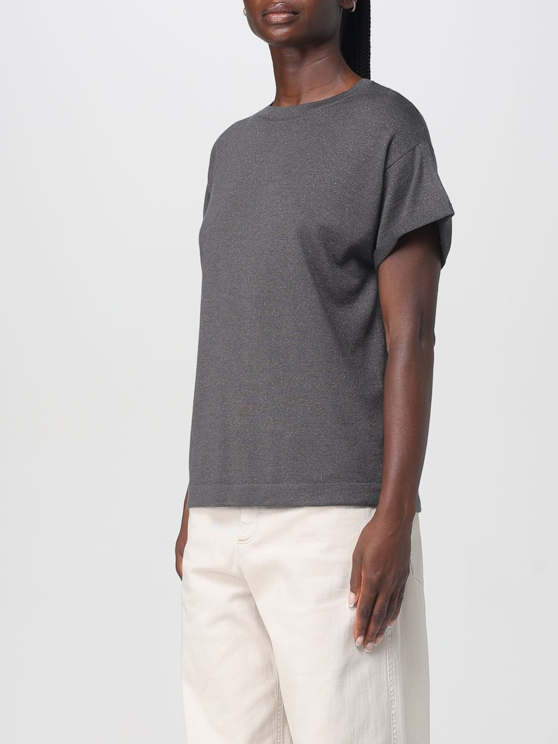 Brunello Cucinelli Brunello Cucinelli T-Shirt Woman Lead Size L / US 10 / IT 46 - 4 Thumbnail