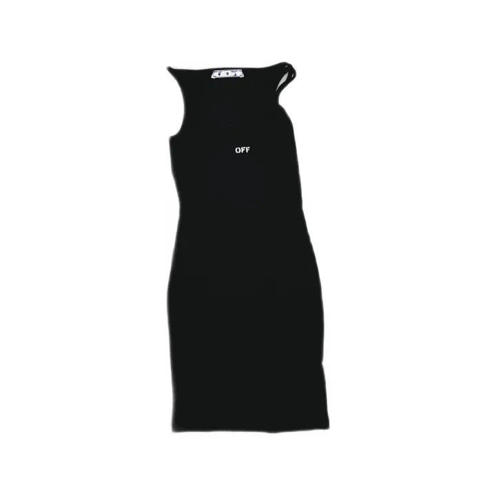 Off-White Off-White SS21 Logo Ribbed Slip Dress 0079 Size 26" / US 2 / IT 38 - 2 Thumbnail