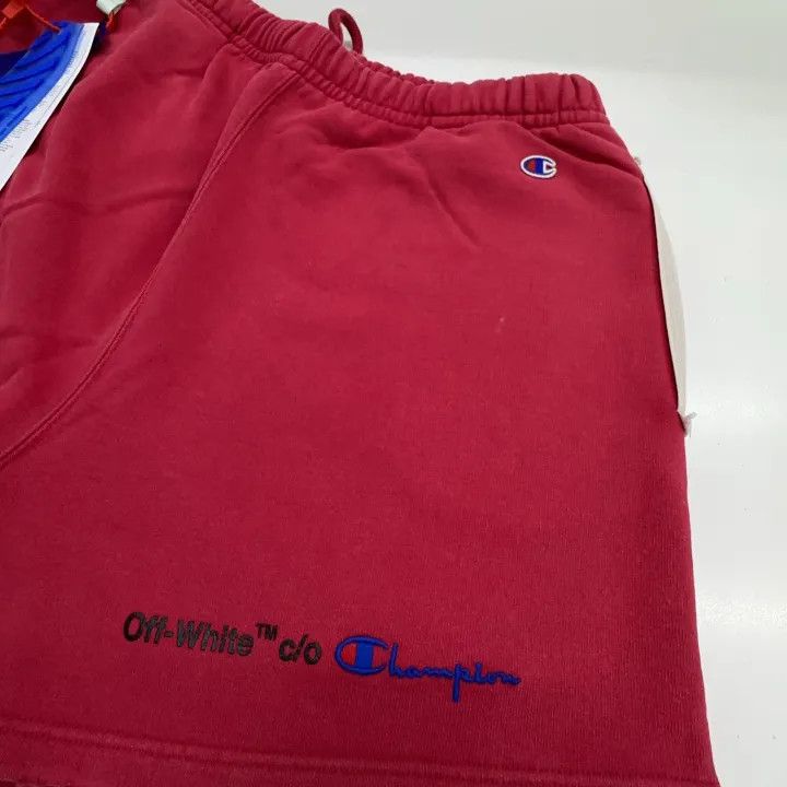 Off-White OFF-WHITE x Champion Logo Embroidered Red Shorts 0079 Size US 32 / EU 48 - 6 Thumbnail