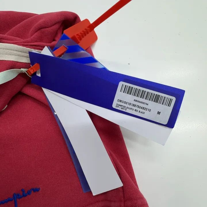 Off-White OFF-WHITE x Champion Logo Embroidered Red Shorts 0079 Size US 32 / EU 48 - 4 Thumbnail