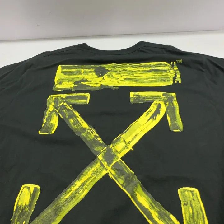 Off-White Yellow Painted Arrow Short Sleeve T-Shirt 0079