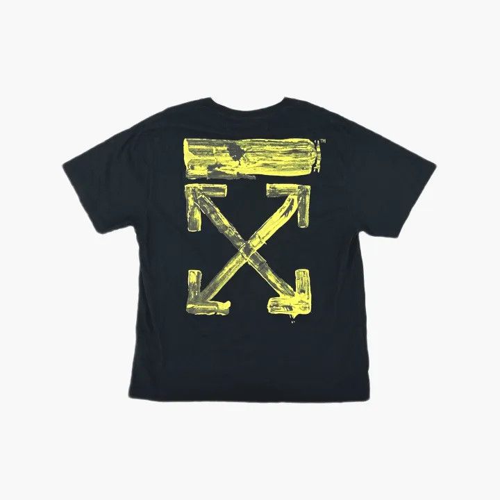 Off-White Yellow Painted Arrow Short Sleeve T-Shirt 0079