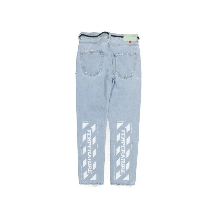 Off-White Off-White Blue Letter Print Denim Pants 0079 Size US 29 - 3 Thumbnail