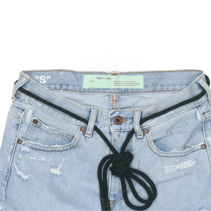 Off-White Off-White Blue Letter Print Denim Pants 0079 Size US 29 - 4 Thumbnail