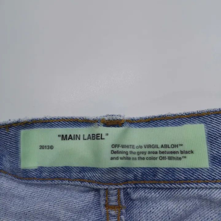 Off-White Off-White Blue Letter Print Denim Pants 0079 Size US 29 - 7 Thumbnail