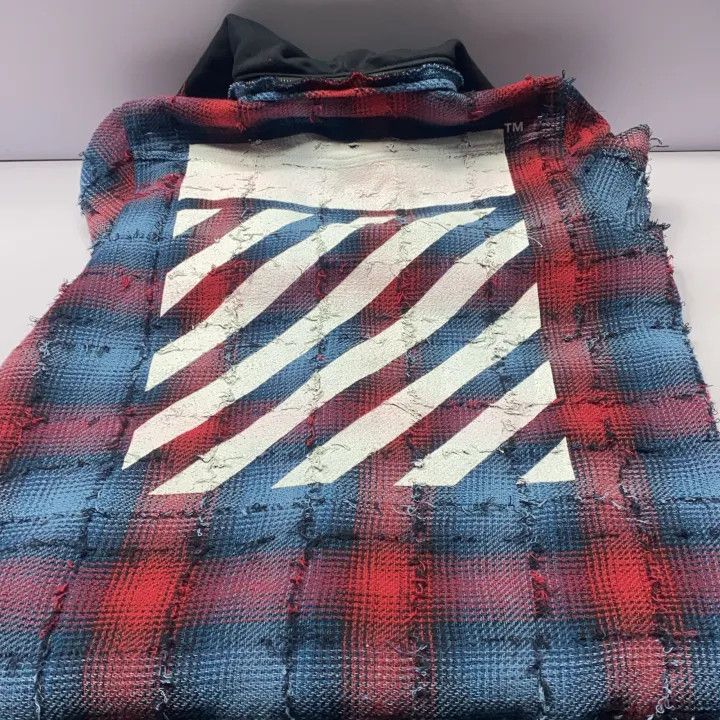 Off-White Off-White Red Blue Hooded Flannel Jacket 0079 Size US L / EU 52-54 / 3 - 11 Thumbnail