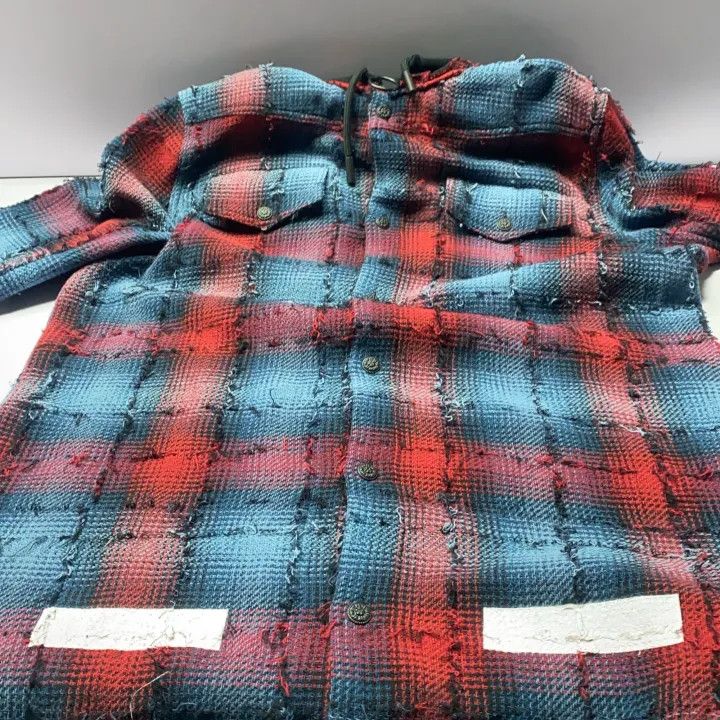 Off-White Off-White Red Blue Hooded Flannel Jacket 0079 Size US L / EU 52-54 / 3 - 10 Thumbnail