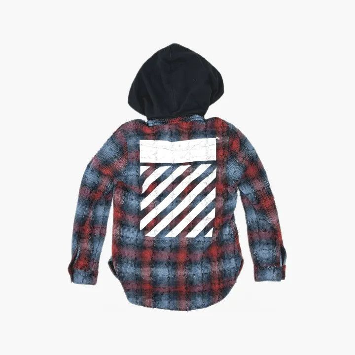 Off-White Off-White Red Blue Hooded Flannel Jacket 0079 Size US L / EU 52-54 / 3 - 3 Thumbnail