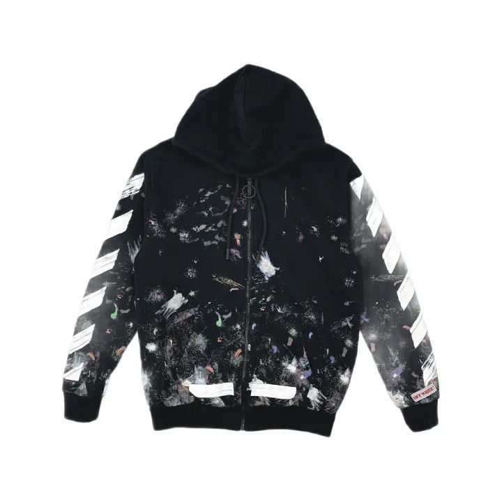Off-White Off-White Black Graffiti Print Hooded Sweatshirt 0079 Size US M / EU 48-50 / 2 - 2 Thumbnail