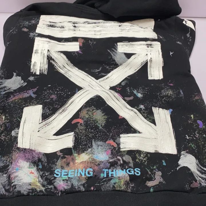 Off-White Off-White Black Graffiti Print Hooded Sweatshirt 0079 Size US M / EU 48-50 / 2 - 7 Thumbnail