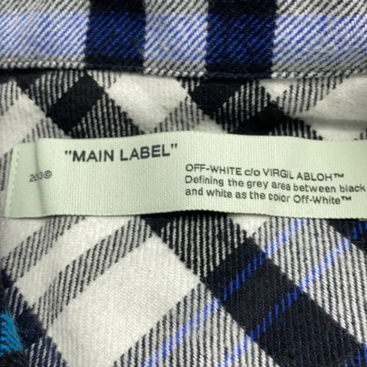 Off-White OFF-WHITE Blue Jersey Sleeve Plaid Shirt 0079 Size US XS / EU 42 / 0 - 4 Thumbnail