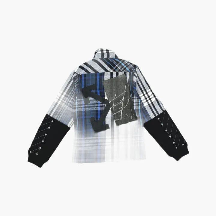Off-White OFF-WHITE Blue Jersey Sleeve Plaid Shirt 0079 Size US XS / EU 42 / 0 - 3 Thumbnail