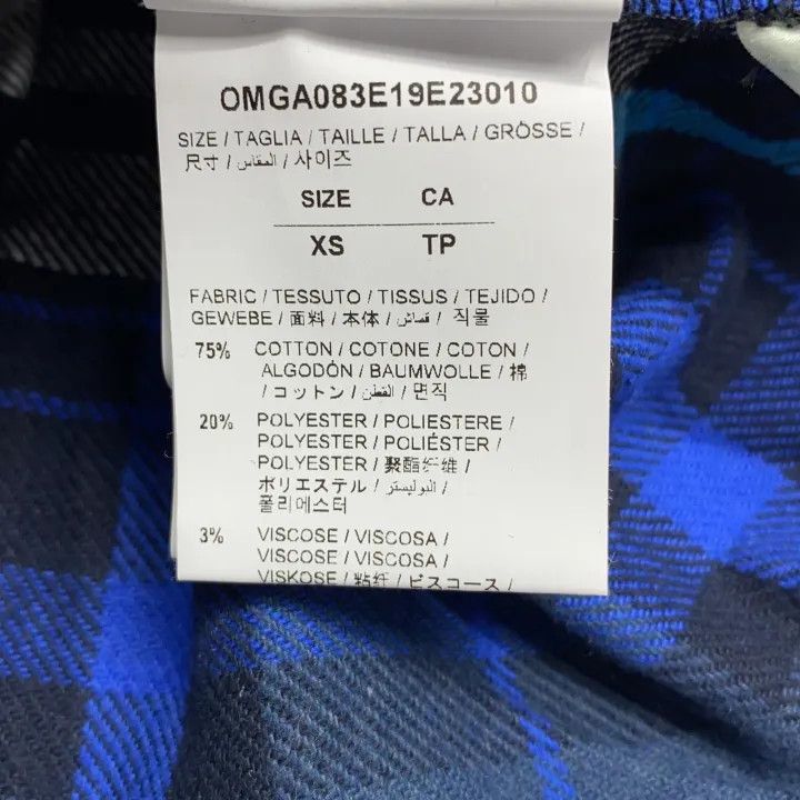 Off-White OFF-WHITE Blue Jersey Sleeve Plaid Shirt 0079 Size US XS / EU 42 / 0 - 5 Thumbnail