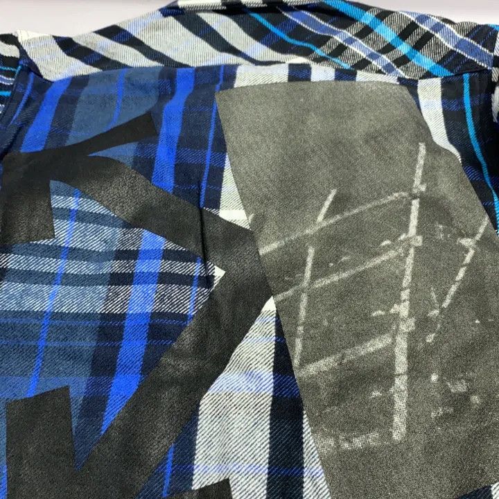Off-White OFF-WHITE Blue Jersey Sleeve Plaid Shirt 0079 Size US XS / EU 42 / 0 - 7 Thumbnail